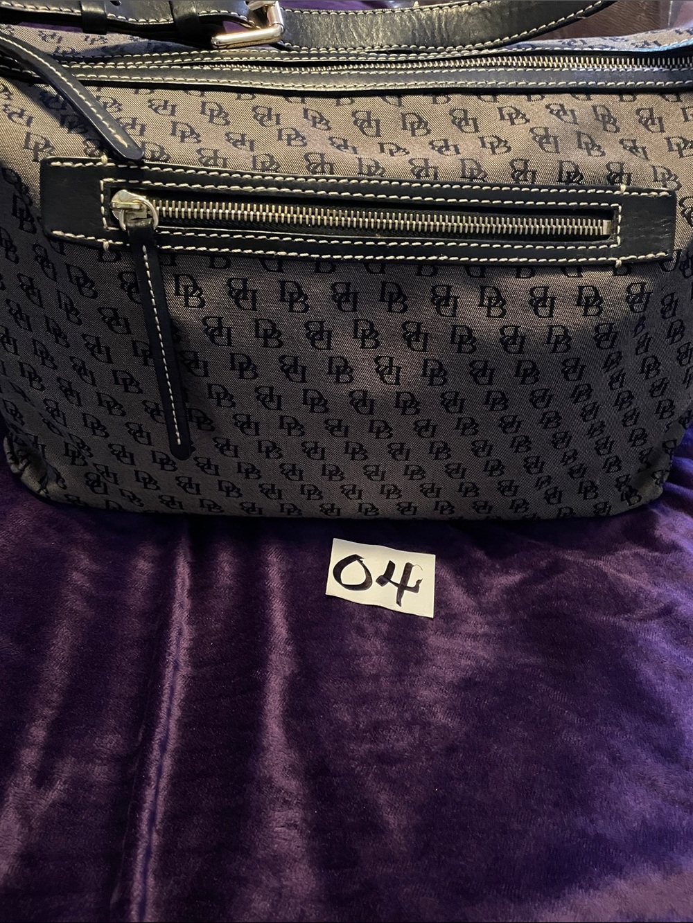 Dooney & Bourke Black Logo-Print Shoulder Bag with Silver Hardware